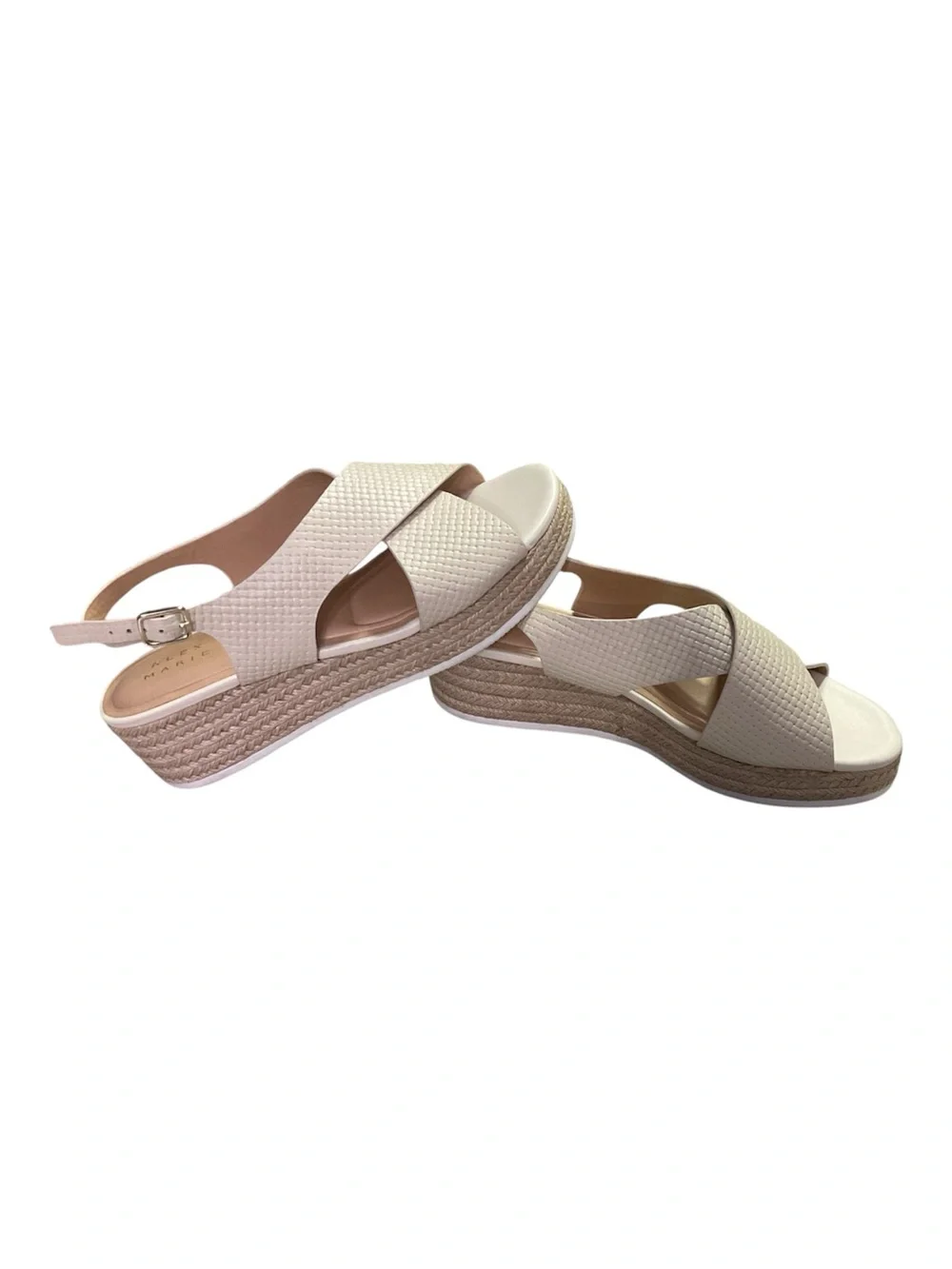 Alex Marie Milo Soft Gold Textured Leather Espadrille Wedges - Size 9,5 M